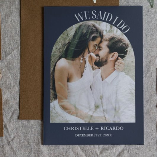 Elegante huwelijksaankondiging in Navy Blue Aankondiging