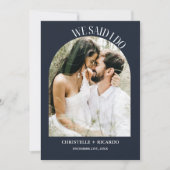 Elegante huwelijksaankondiging in Navy Blue Aankondiging (Voorkant)