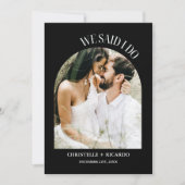 Elegante huwelijksaankondiging met zwarte en witte aankondiging (Voorkant)