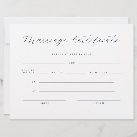 Elegante Huwelijksakte in Minimal Script (Voorkant)