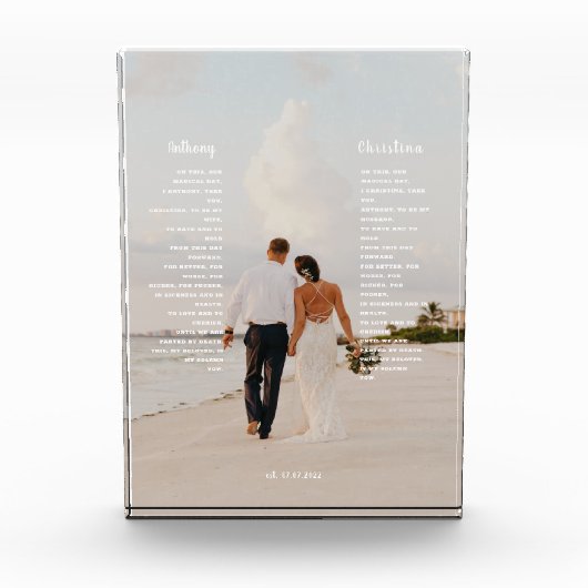 Elegante Huwelijksbelofte Kunst Fotoblokken (Voorkant)