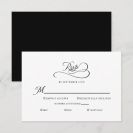 Elegante HuwelijksBijlage Zwart Wit Calligrafie RSVP Kaartje