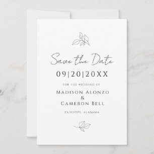 Elegante Huwelijksbloemen Bladeren Zwart Wit Chic Save The Date