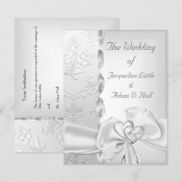 Elegante Huwelijksbloemen Zilver Witte Boog Harten Kaart