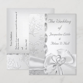 Elegante Huwelijksbloemen Zilver Witte Boog Harten Kaart