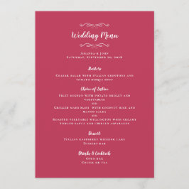 Elegante Huwelijkscalligrafie Magenta Gasten Diner Menu