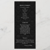 Elegante huwelijksceremonie programma Black Damask Programmakaart (Achterkant)