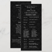 Elegante huwelijksceremonie programma Black Damask Programmakaart (Voorkant / Achterkant)