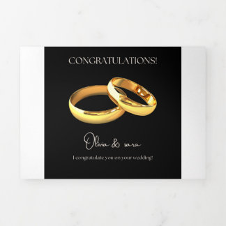 Elegante Huwelijkscongratulatiekaart – Gouden Ring Drieluik Uitnodiging