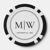 Elegante huwelijksdatum koppelmonogram poker chips (Achterkant)