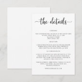 Elegante huwelijksdetails uitnodiging bijlage (Voorkant / Achterkant)