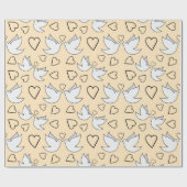 Elegante huwelijksduiven en harten Huwelijk Naadlo Cadeaupapier (Vlak)