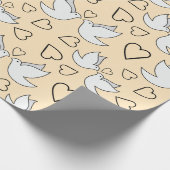 Elegante huwelijksduiven en harten Huwelijk Naadlo Cadeaupapier (Hoek)