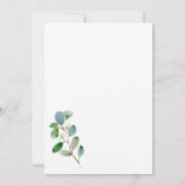 Elegante Huwelijksfeest na de Bruiloft Eucalyptus Kaart (Achterkant)