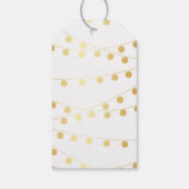 Elegante huwelijksfeestverlichting met gouden foli cadeaulabel (Achterkant)