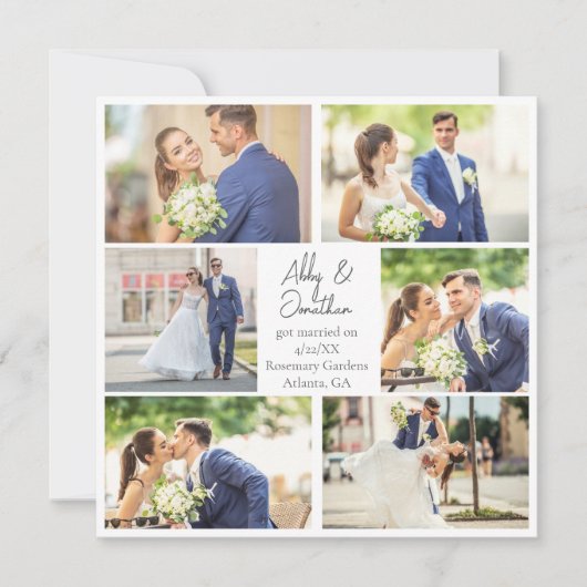 Elegante Huwelijksfoto Collage Moderne Trouwdag Aankondiging (Voorkant)