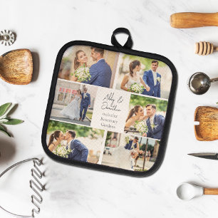 Elegante Huwelijksfoto Collage voor Jonggehuwden Pannenlap