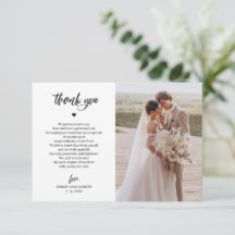 Elegante Huwelijksfoto Dankkaart met Script