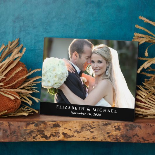 Elegante huwelijksfoto met persoonlijke noot fotoplaat (Zijkant)