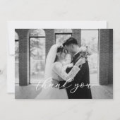 Elegante Huwelijksfoto met Script Bedankkaart (Voorkant)
