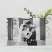 Elegante Huwelijksfoto met Script Bedankkaart (Staand voorkant)