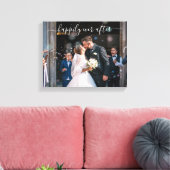 Elegante Huwelijksfoto 'Voor Altijd Gelukkig' Canvas Afdruk (Insitu (Woonkamer))
