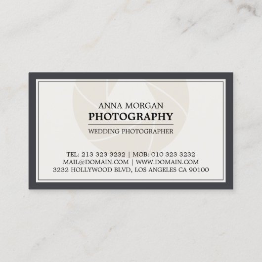 Elegante huwelijksfotografie visitekaartje (Achterkant)