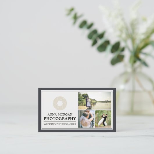 Elegante huwelijksfotografie visitekaartje (Staand voorkant)