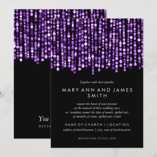 Elegante huwelijksgelofte Vernieuwing Modern Paars Kaart (Voorkant / Achterkant)