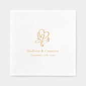 Elegante huwelijksgewoonte goud folie gestempelde  servetten (Voorkant)