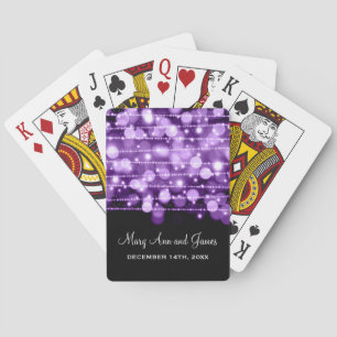 Elegante huwelijksgunst Bruiloft Vonken Paars Pokerkaarten