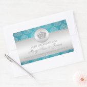 Elegante huwelijksgunst Tag Royal Crown Blue Rechthoekige Sticker (Envelop)