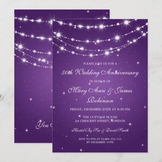 Elegante huwelijksjubileum glinsterende keten paar kaart (Voorkant / Achterkant)