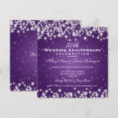 Elegante huwelijksjubileum Winter Sparkle Paars Kaart (Voorkant / Achterkant)