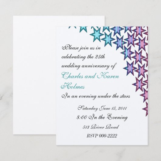 Elegante huwelijksjubileumfeest uitnodiging (Voorkant / Achterkant)