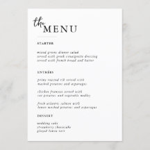 Elegante Huwelijkskaart Menu Kaarten Plat Menu