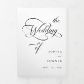 Elegante Huwelijkskaart met Charm Script Zwart en  Drieluik Uitnodiging (Cover)