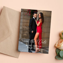 Elegante Huwelijkskaart met Foto om de Datum te Re