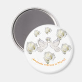 Elegante huwelijksmagneet met duiven en witte roze magneet (Voorkant / Achterkant)