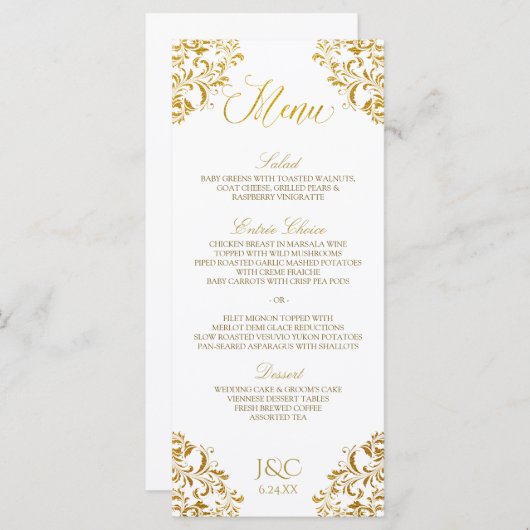 Elegante huwelijksmenu's | hoek (nep Folie) Menu (Voorkant / Achterkant)