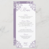Elegante huwelijksmenu's | Nadine (lavendel) Menu (Voorkant / Achterkant)