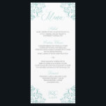 Elegante huwelijksmenu's | Nadine (licht turkoois) Menu<br><div class="desc">Deze elegante trouwmenukaart past perfect bij onze Nadine uitnodigingssuite. De ontwerpkleur wordt ingesteld in licht turquoise, maar u kunt de kleur van het ontwerp wijzigen door uw achtergrondkleur te wijzigen. **HOE UW ONTWERPKLEUR TE WIJZIGEN** 1) Klik op de Button "Personaliseren". 2) Klik onderaan op de link AANPASSEN. Dan heb je...</div>