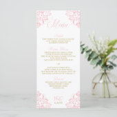 Elegante huwelijksmenu's | Nadine (roze en goud) Menu (Staand voorkant)