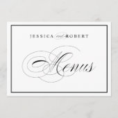 Elegante huwelijksmenu's tekenen zwarte rand menu (Voorkant)