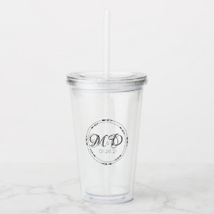 Elegante huwelijksparen pijl cirkelvormig jubileum acryl drinkbeker