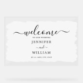 Elegante huwelijkspartij welkom verf wit zwart acryl bord (Voorkant)