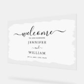 Elegante huwelijkspartij welkom verf wit zwart acryl bord (Hoek)