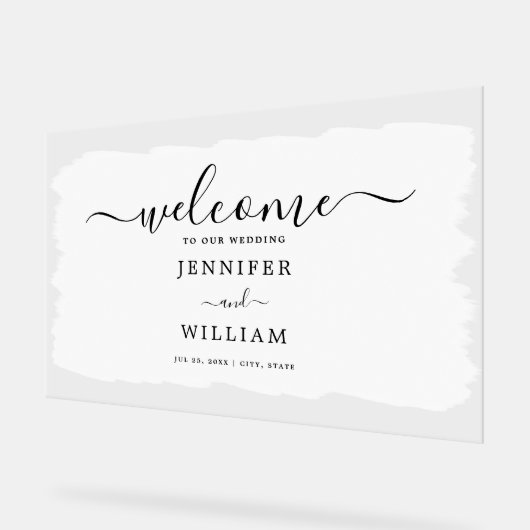 Elegante huwelijkspartij welkom verf wit zwart acryl bord (Hoek)