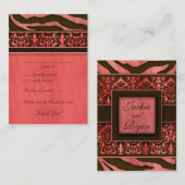 Elegante Huwelijksreactie Kaarten Zebra Damask CB (Voorkant / Achterkant)