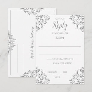 Elegante Huwelijksreactiekaart - Nadine (Grijs) Kaart